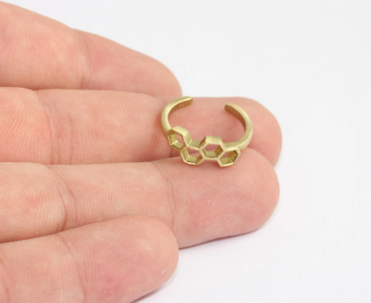 16-17mm Raw Brass Honeycomb Ring, Brass Bee , MLS509