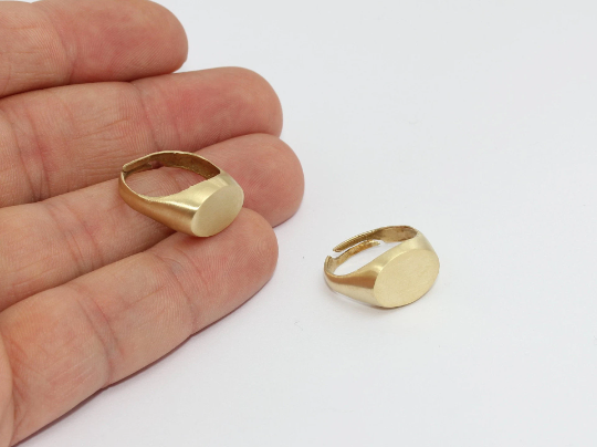 17mm Raw Brass Ring, Nameplate Ring, Adjustable , LA12