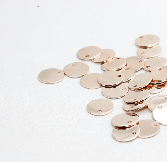 12mm Rose Gold Round Charms, Round, Personalized ROSE39