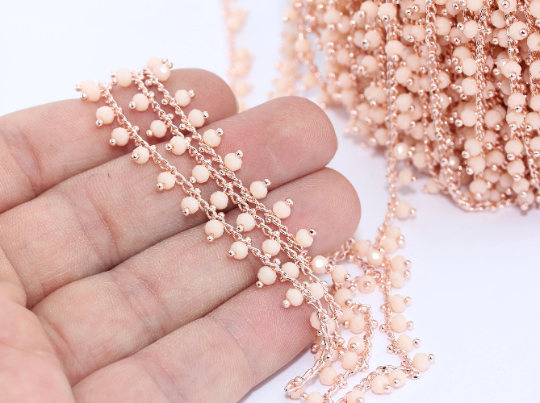 Rose Gold Crystal Chains, Beaded Chains, , RCC, Crystal, BXB159