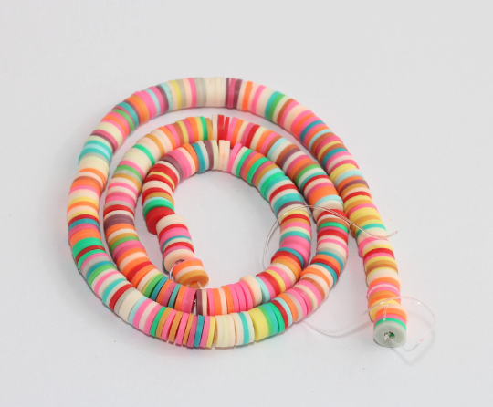 Perline polimeriche multicolori da 6 mm, fili di perline Keishi all'ingrosso, CHK611-1