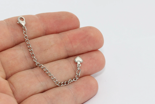 3 '' Rhodium Plated Chain Extender, Jewelry Supplies, Heart CHK357-1
