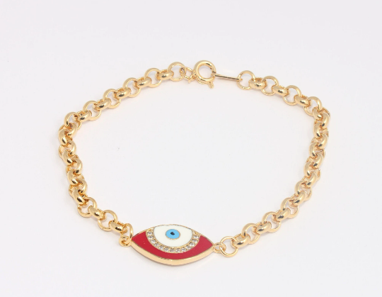 Shiny Gold Evil Eye Bracelet