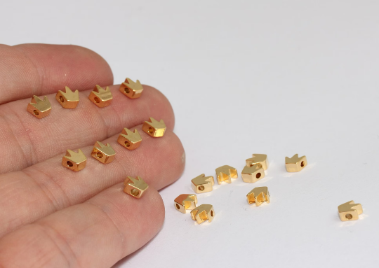 5x5mm 24k Shiny Gold Crown Beads, Queen Crown Charms, MLS118