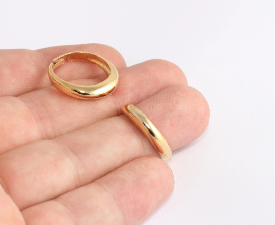 16-17mm 24k Shiny Gold Band Ring, Simple Gold cuff rings, XP82