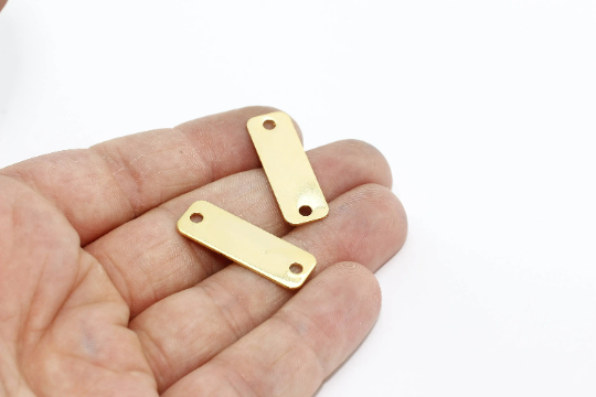 10x30mm 24 Ayar Parlak Altın İki Delikli Disk, Kişiselleştirilmiş, MTE142