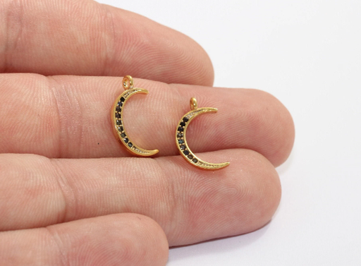 Shiny Gold Moon Charms