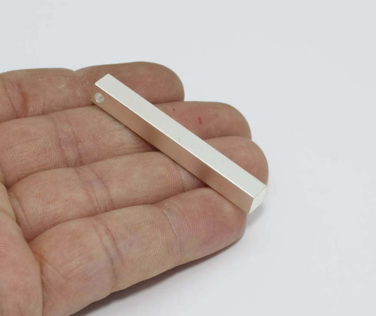 6x50mm Mat Gümüş Damgalama Çubuğu, Boş Bulgular, Çubuk Kolye, Uzun BRT587