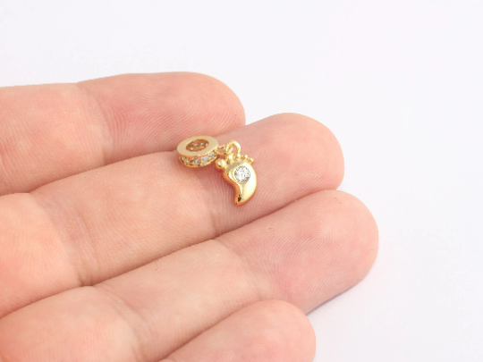 Perline per piedi in oro lucido 24k da 2,5x7 mm, micro perline distanziatrici, CHK676-18