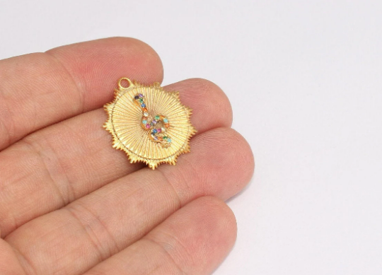 Medaglione a forma di serpente in oro lucido 24k, 23x24 mm, ciondoli a forma di serpente, FRB14