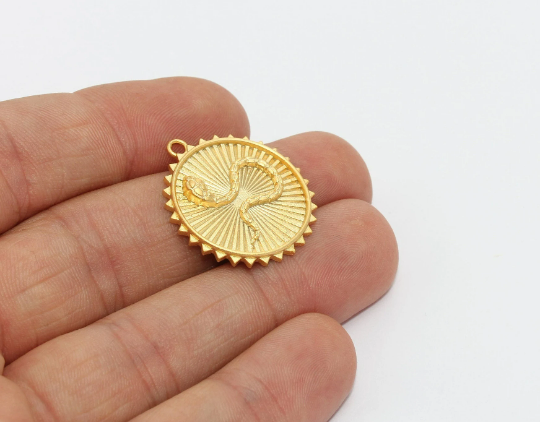 24x26mm 24k Matte Gold Snake Charm, Snake Pendant , MTE165