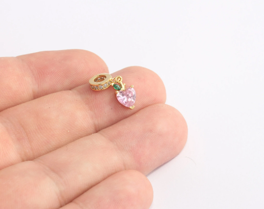 2,5x7mm 24k Shiny Gold Beads, CZ Micro Wheel Spacer CHK676-24