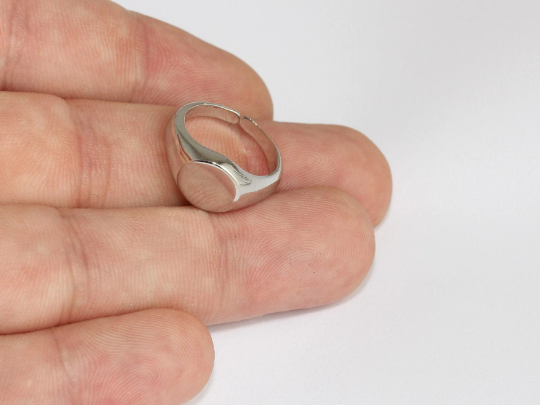17-18mm Rhodium Plated Rings, Nameplate Rings, Silver MLS784