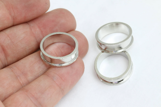 6,5mm Silver Plated Ring Setting, Channel Ring Settings, BRT236