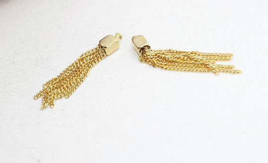 Collana con ciondolo a nappa in oro lucido 24k da 50 mm, TSL121
