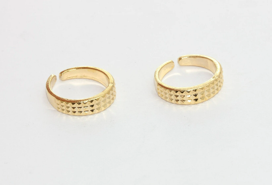 17mm 24k Shiny Gold Rings, Gold Cuff Ring, Geometric , MTE438