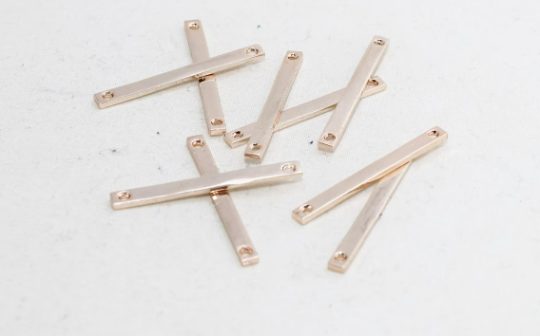 3,5x30mm Gül Altın Külçe, İki Delikli Külçe, Bilezik Bağlantı Parçası, ROSE175