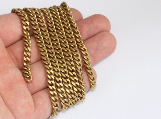 Raw Brass Faceted Chain