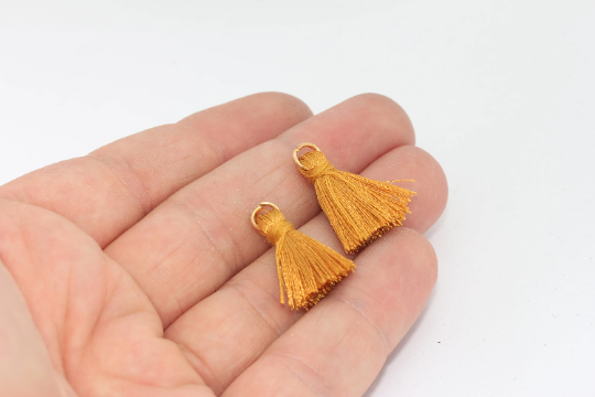 Dark Orange tassels, Mini Tassels, 2,5cm , Short Thread, XSL7