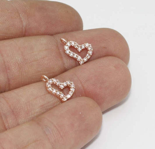 8x12mm Rose Gold Charms, Heart Pendant, Heart Charms, ZRCN460