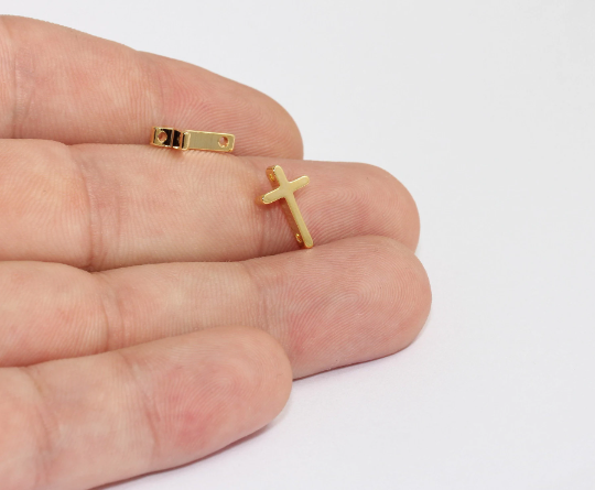 8x13mm 24k Shiny Gold Cross Pendant, Cross Necklace MLS443