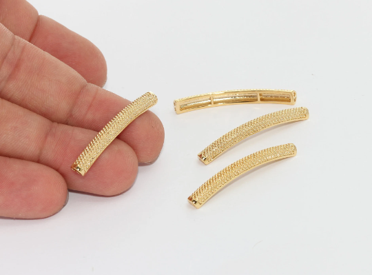 4x36mm 24k Shiny Gold Curved Tubes, Cuff Bracelet, Curved MTE1350