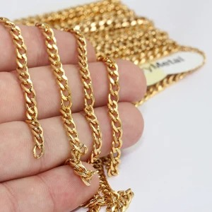 4,5x6,5mm 24k Shiny Gold Faceted Chain, Curb Chain, Gold  CHK446