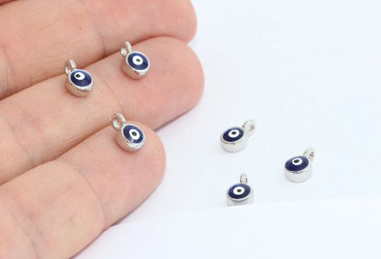 Perline anti-malocchio in rodio da 5x9 mm, ciondoli anti-malocchio, ciondoli a goccia, braccialetto MTE565