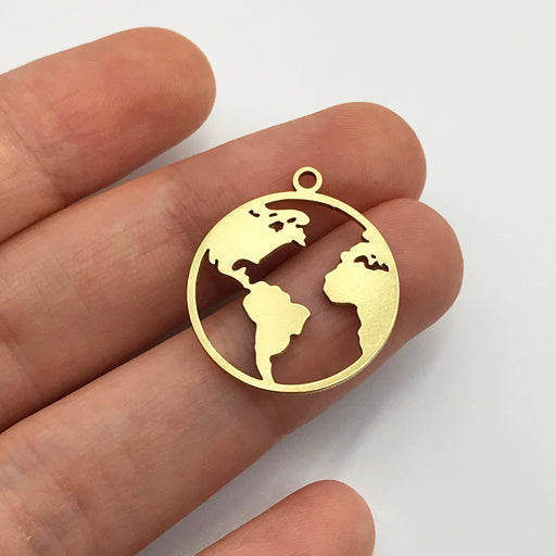 Brass World Map Pendant
