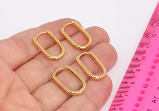 Shiny Gold Oval Earrings