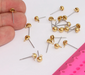 Earring Posts, Raw Brass Ball Ear Pad