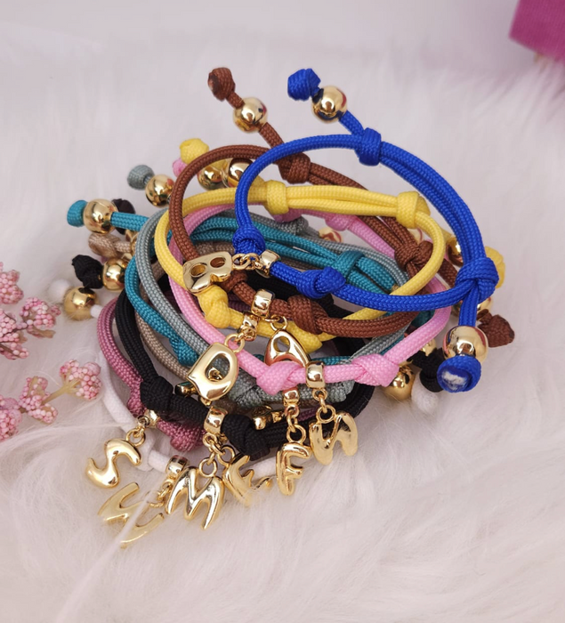 Colorful Cord Bracelet with Custom Charms – Adjustable Nylon Bracelet, Summer Jewelry, Personalized Design , CT12