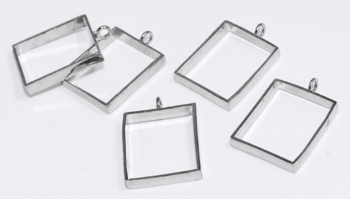 20x28mm Silver Rhodium Plated Rectangle Charm, Frame Medallion Charms, Bezel Frame Charms, Muls1