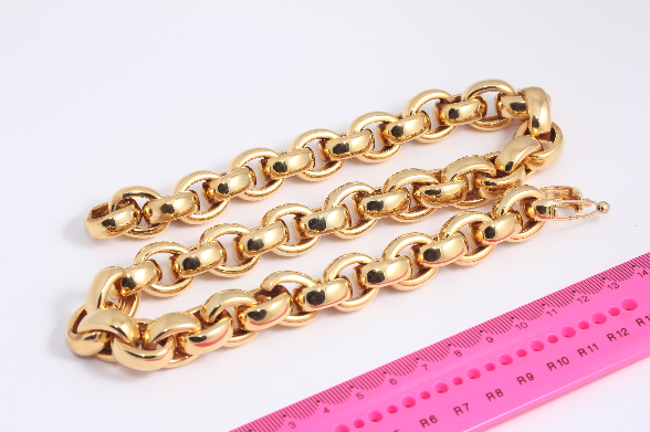 50'' 24k Shiny Gold Rolo Necklace, Paperclip Link Necklace, Rolo Chain, Oval Chain, Adjustable Gold Necklace, Gold Plated Chain