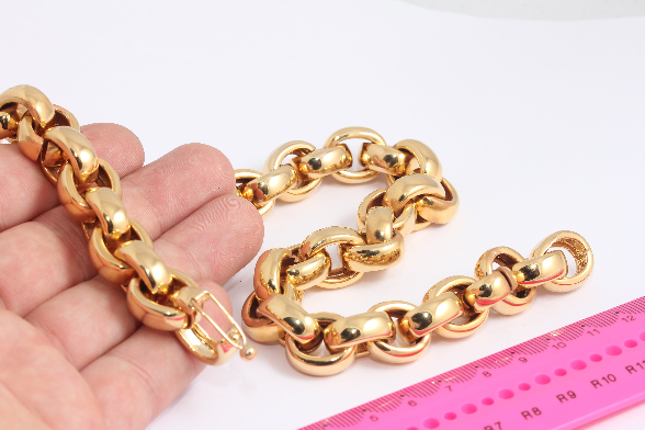 50'' 24k Shiny Gold Rolo Necklace, Paperclip Link Necklace, Rolo Chain, Oval Chain, Adjustable Gold Necklace, Gold Plated Chain