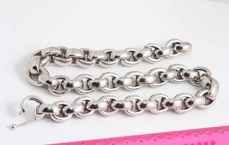 50'' Rhodium Plated Rolo Necklace, Paperclip Necklace, Rolo Chain, Oval Chain, Adjustable Silver Necklace, Rhodium Plated Chain