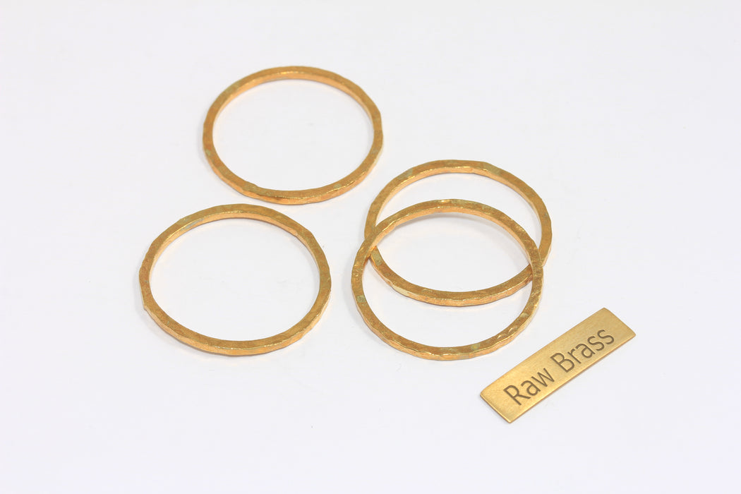 29mm Raw Brass Closed Ring, Inner 29mm Closed Ring, Hammered Circle Connector, Raw Brass Ring Beads, BRT462