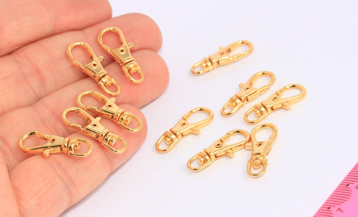 8x23mm 24k Shiny Gold Plated Swivel Clasp, Lobster Clasp,ALS16