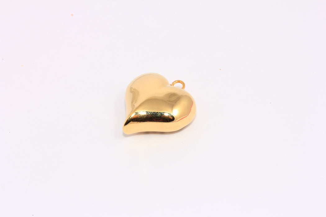 26x27mm 24k Shiny Gold Puffed Heart, Filigree Heart Pendant,CHK106-1