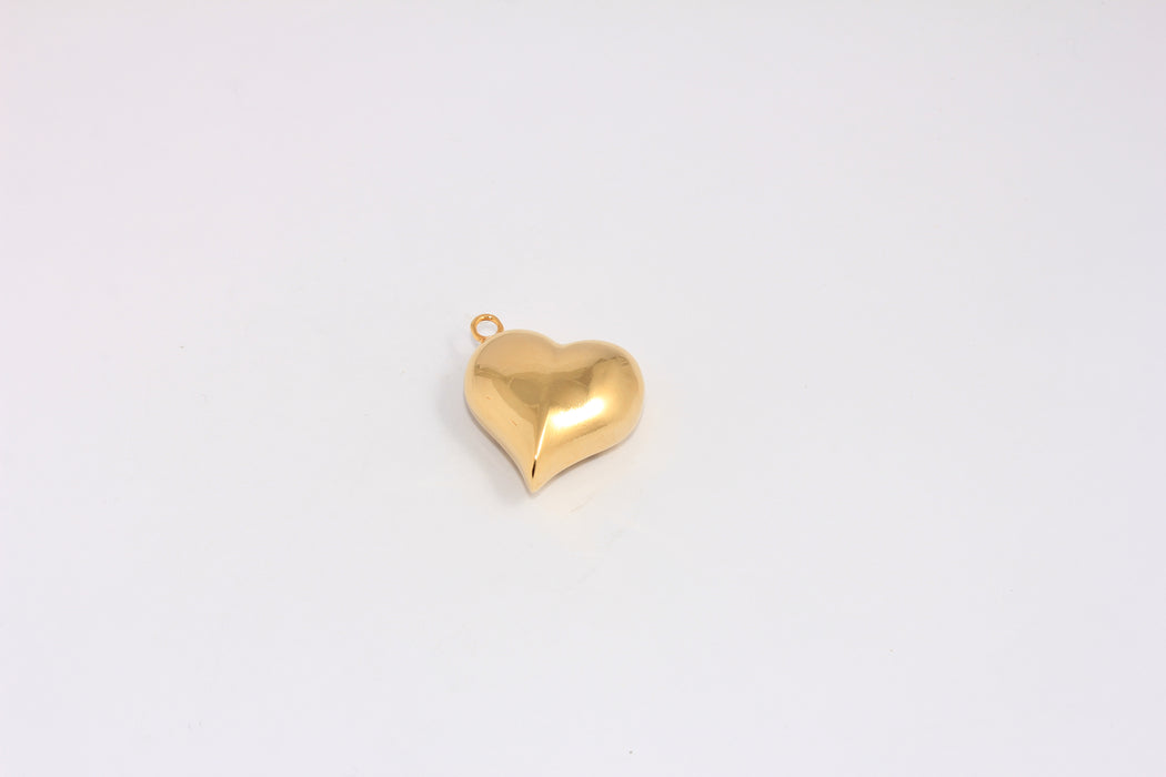 27mm 24k Shiny Gold Puffed Heart, Cute Heart Pendant,CHK103-2