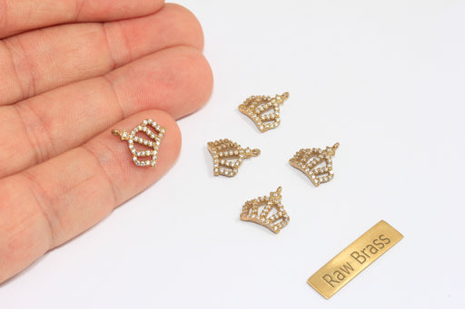 Brass CZ Crown Charms
