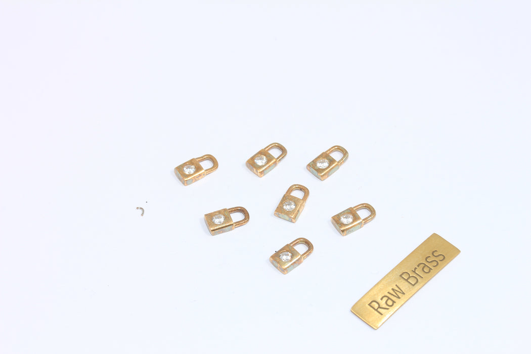 5x9mm 24 Ayar Parlak Altın Kilitli Takılar, Mikro Döşeme Mini Kilit SLM421
