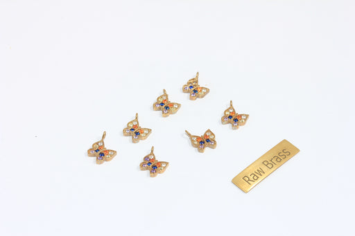 Brass CZ Butterfly Charms