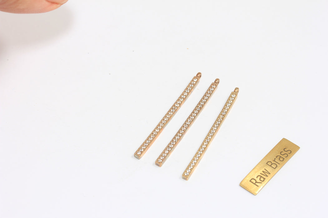 3x35mm 24 ayar Parlak Altın Bilezik Çubuğu, CZ Çubuk Bilezik, ZRCN810