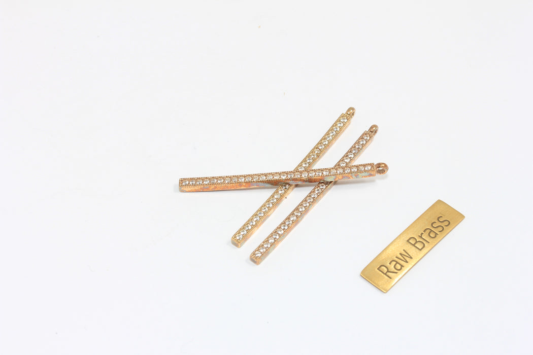 3x35mm 24 ayar Parlak Altın Bilezik Çubuğu, CZ Çubuk Bilezik, ZRCN810