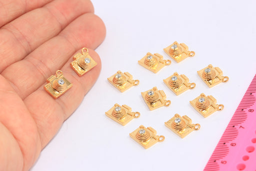 Shiny Gold Photo Camera Charm