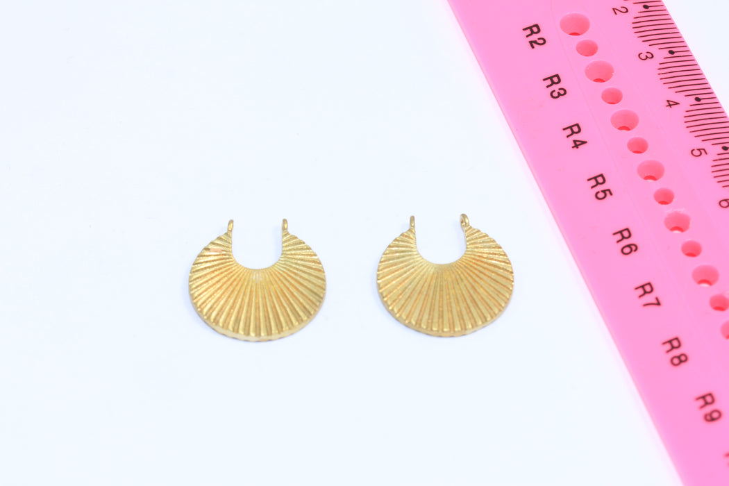19x21mm Raw Brass Sun Pendant, Sun Necklace Charms, Moon Necklace, Bib Necklace Pendant, Semicircle Charm, SLM31