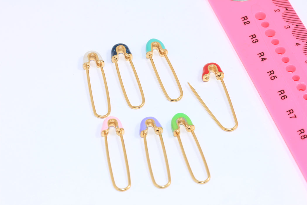 9x35mm Rodyum Kaplama Emniyet Pimi Charm, Gümüş Emniyet Pimi MLS306