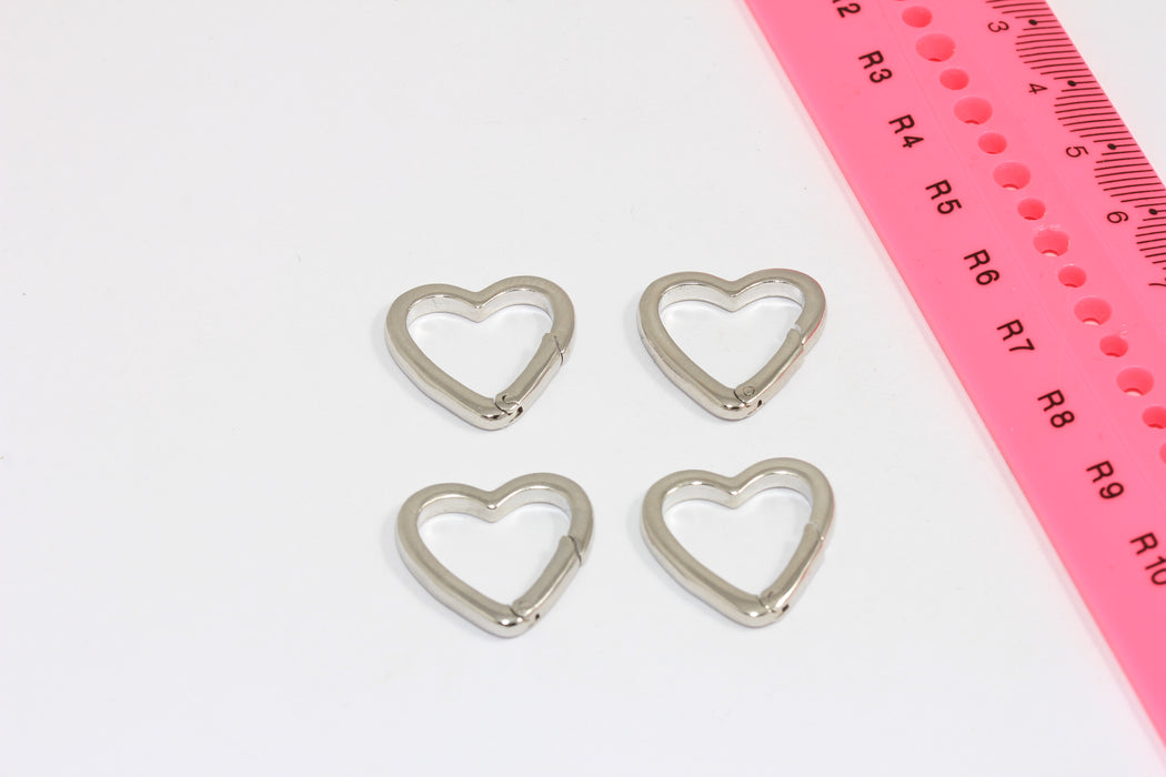 11x13mm Ham Pirinç Kalp Tokası, Karabina Tokası, Kalp Karabina, CMR61