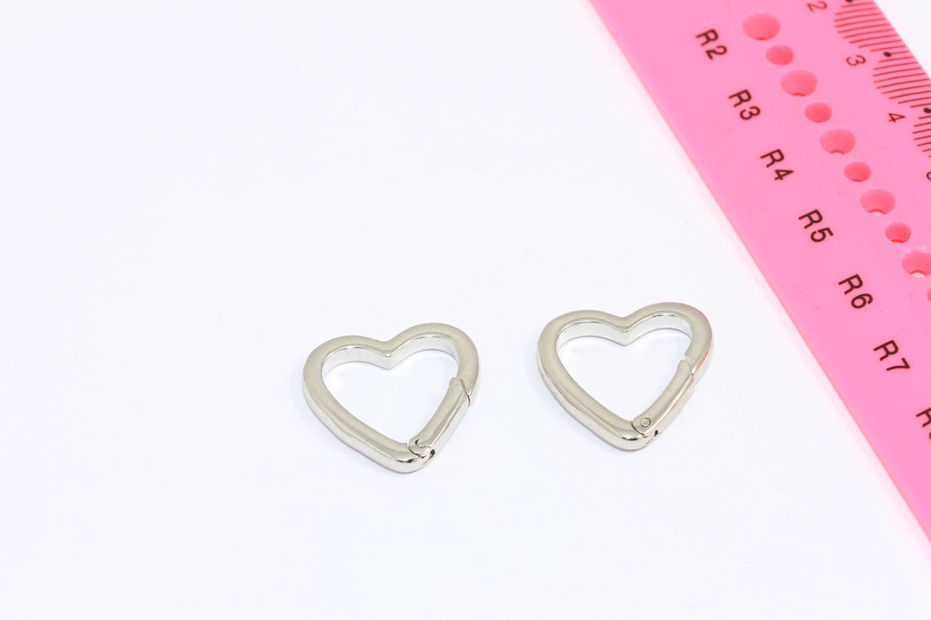 11x13mm Ham Pirinç Kalp Tokası, Karabina Tokası, Kalp Karabina, CMR61